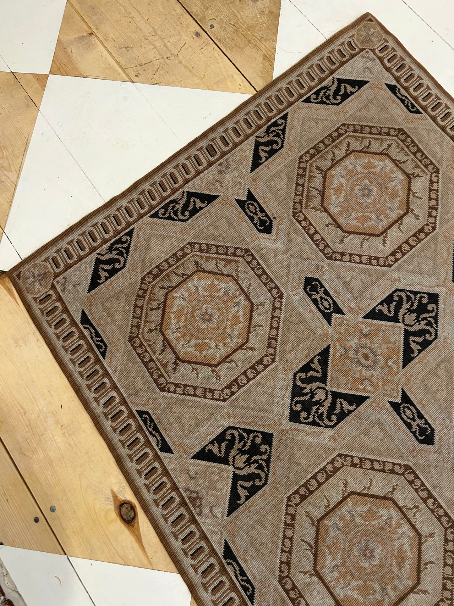 Vintage Hand Made French Wool Rug