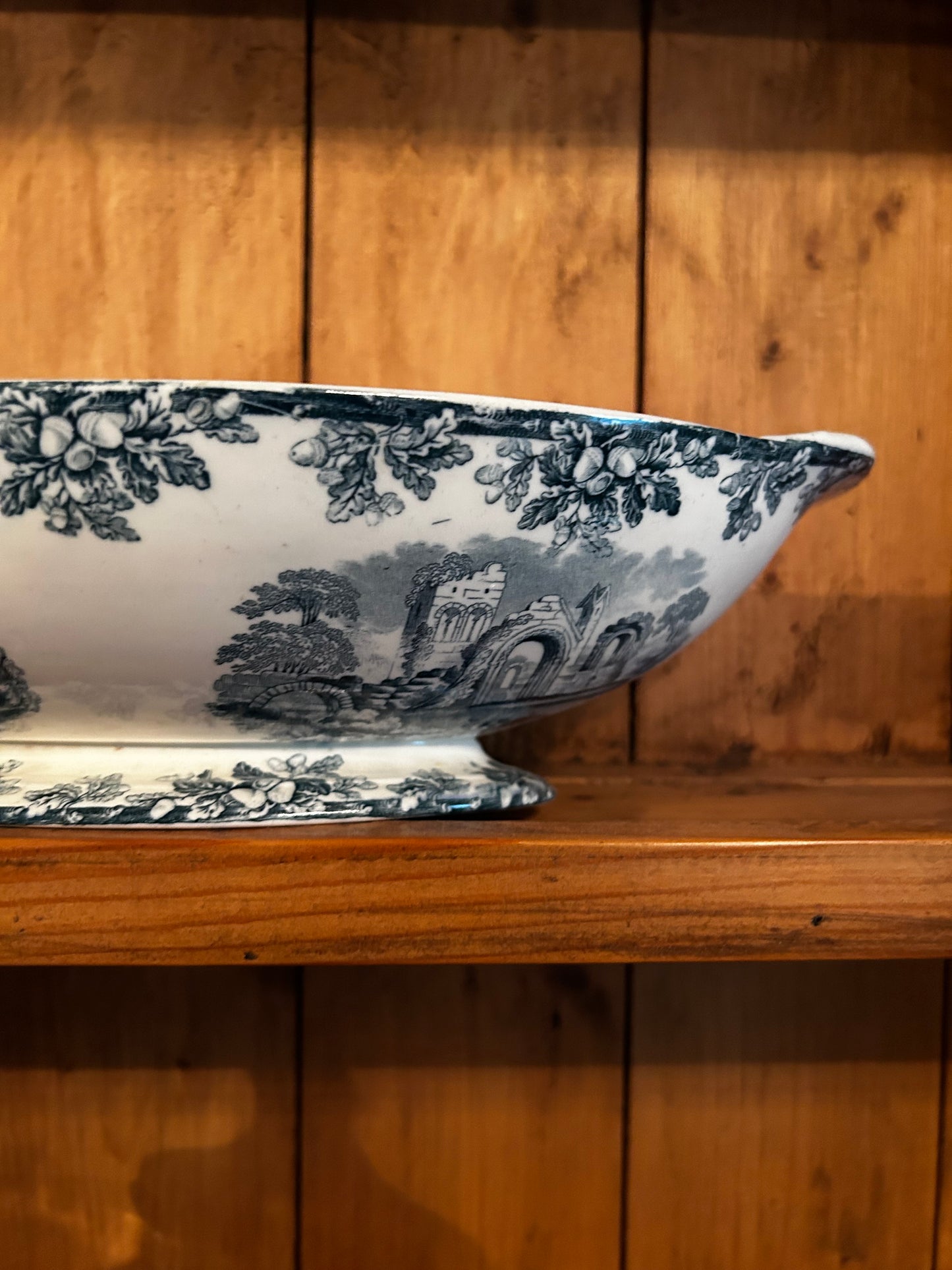 Antique Blue Transferware Ironstone Tureen