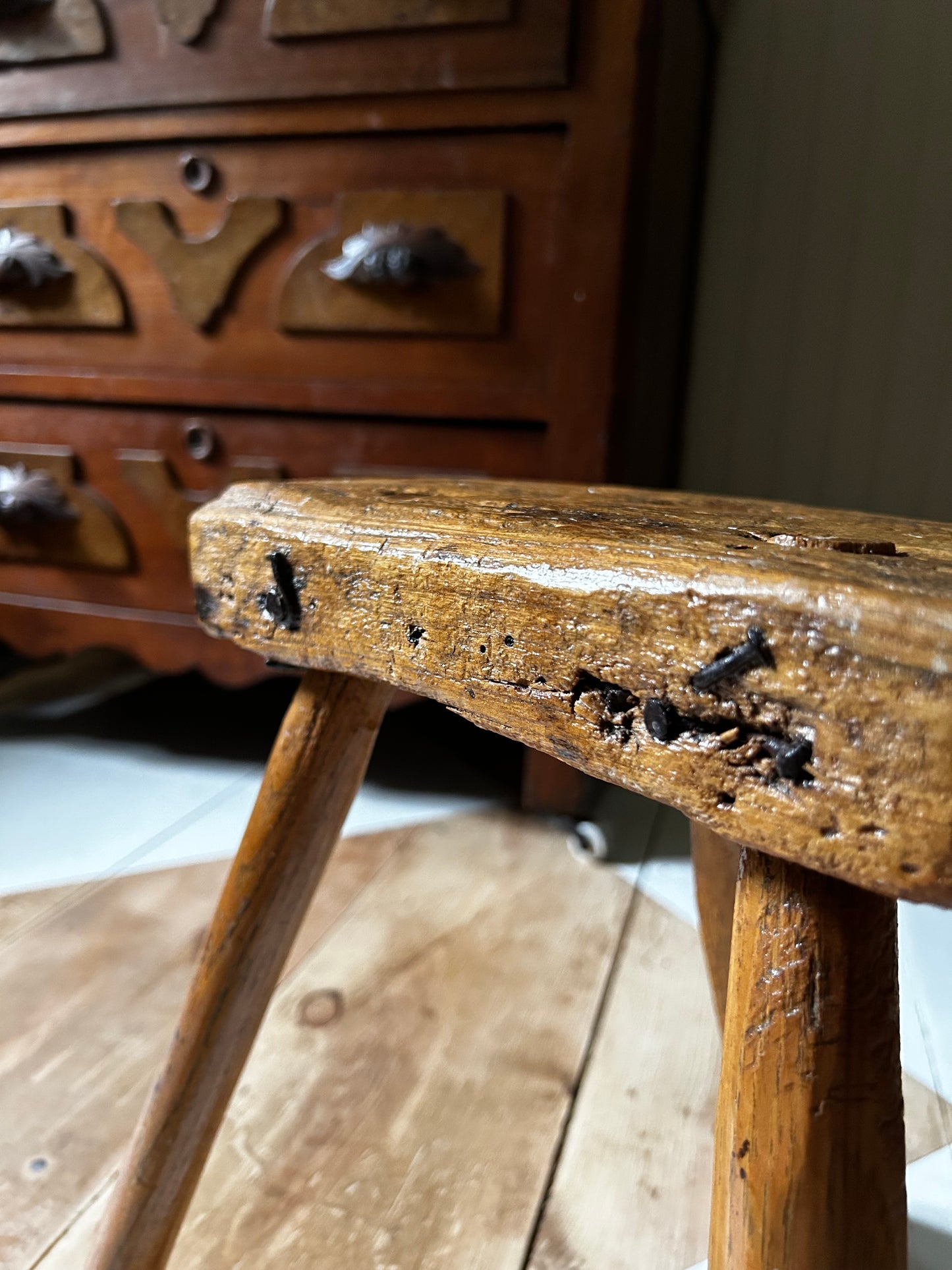 Antique French Milking Stool