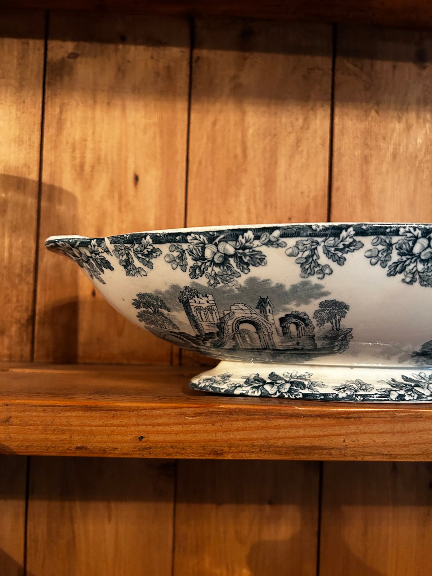 Antique Blue Transferware Ironstone Tureen
