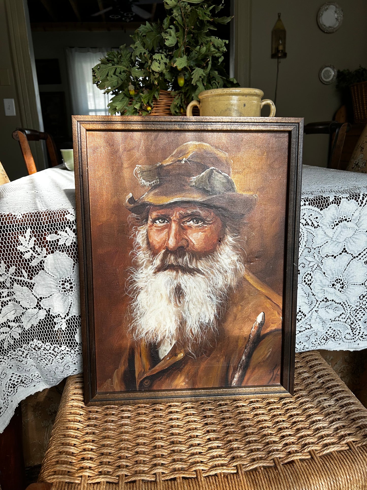Vintage Old Man Portrait Painting