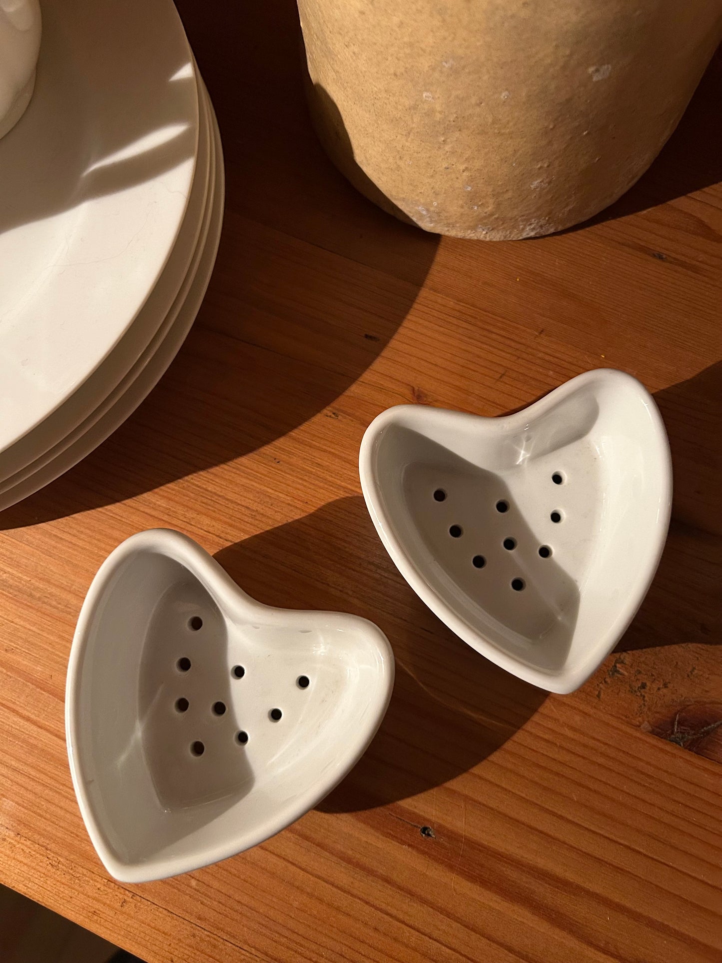 Vintage French Porcelain Heart Cheese Strainer