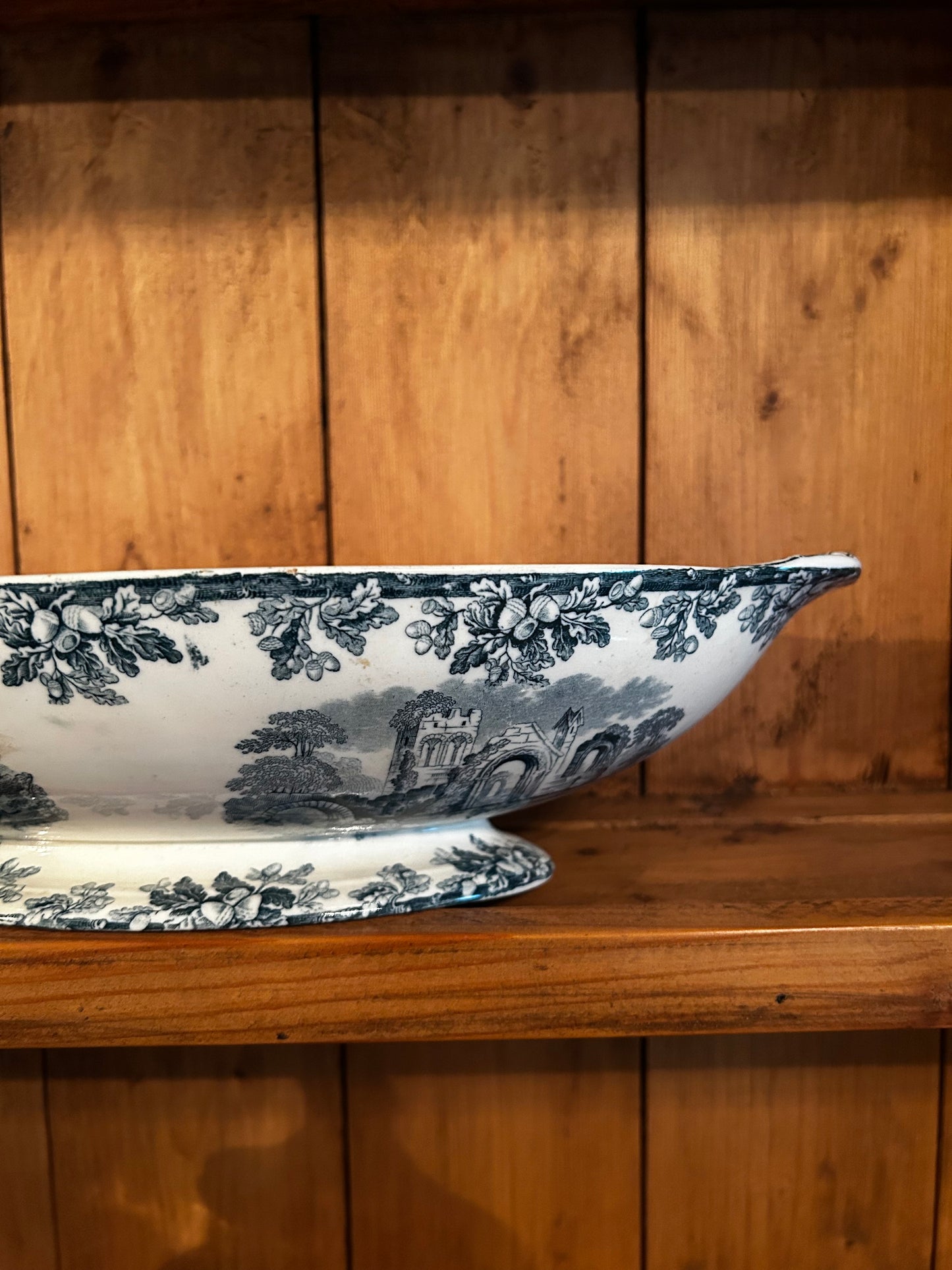 Antique Blue Transferware Ironstone Tureen