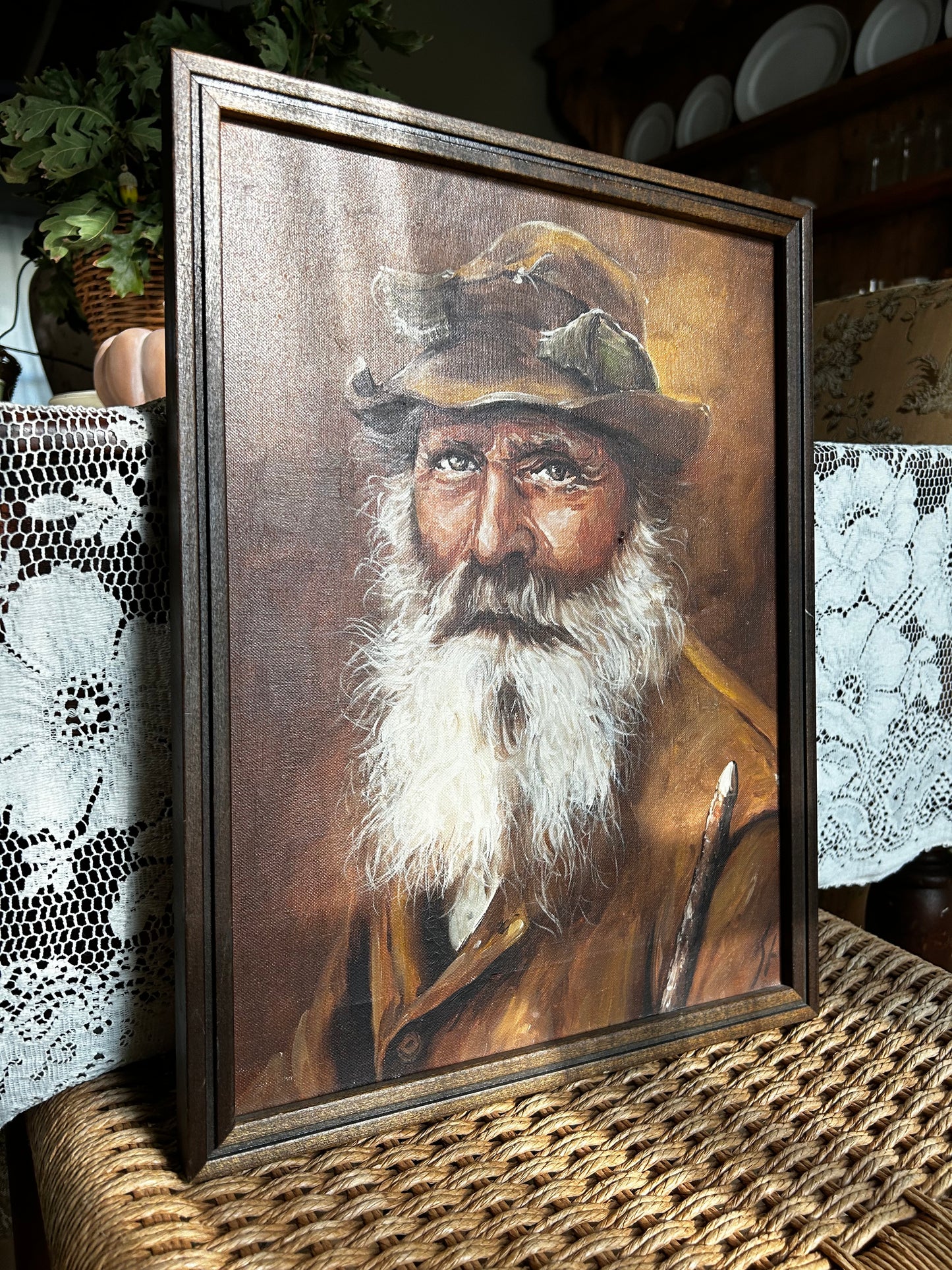 Vintage Old Man Portrait Painting