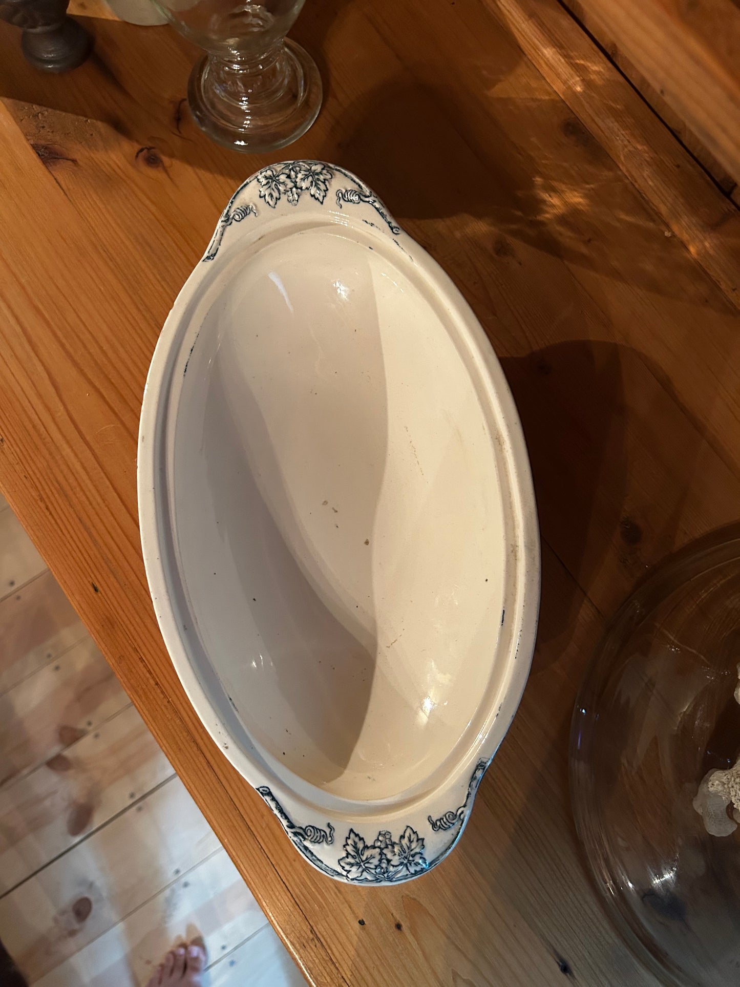 Antique Blue Transferware Ironstone Tureen