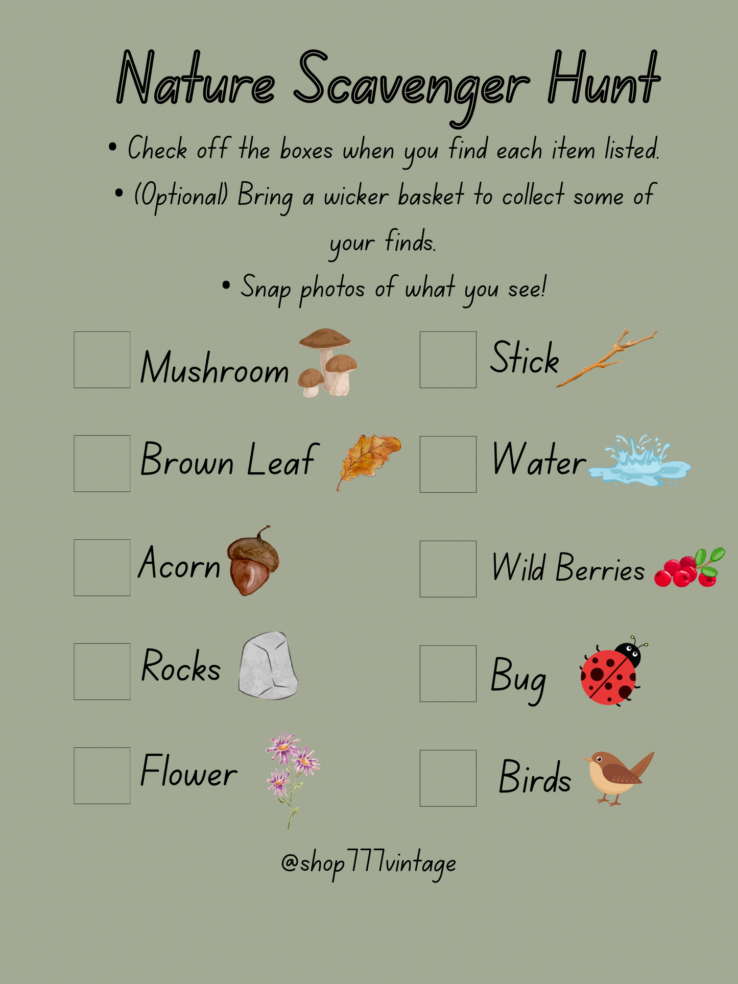 Nature Scavenger Hunt - Digital Download Only