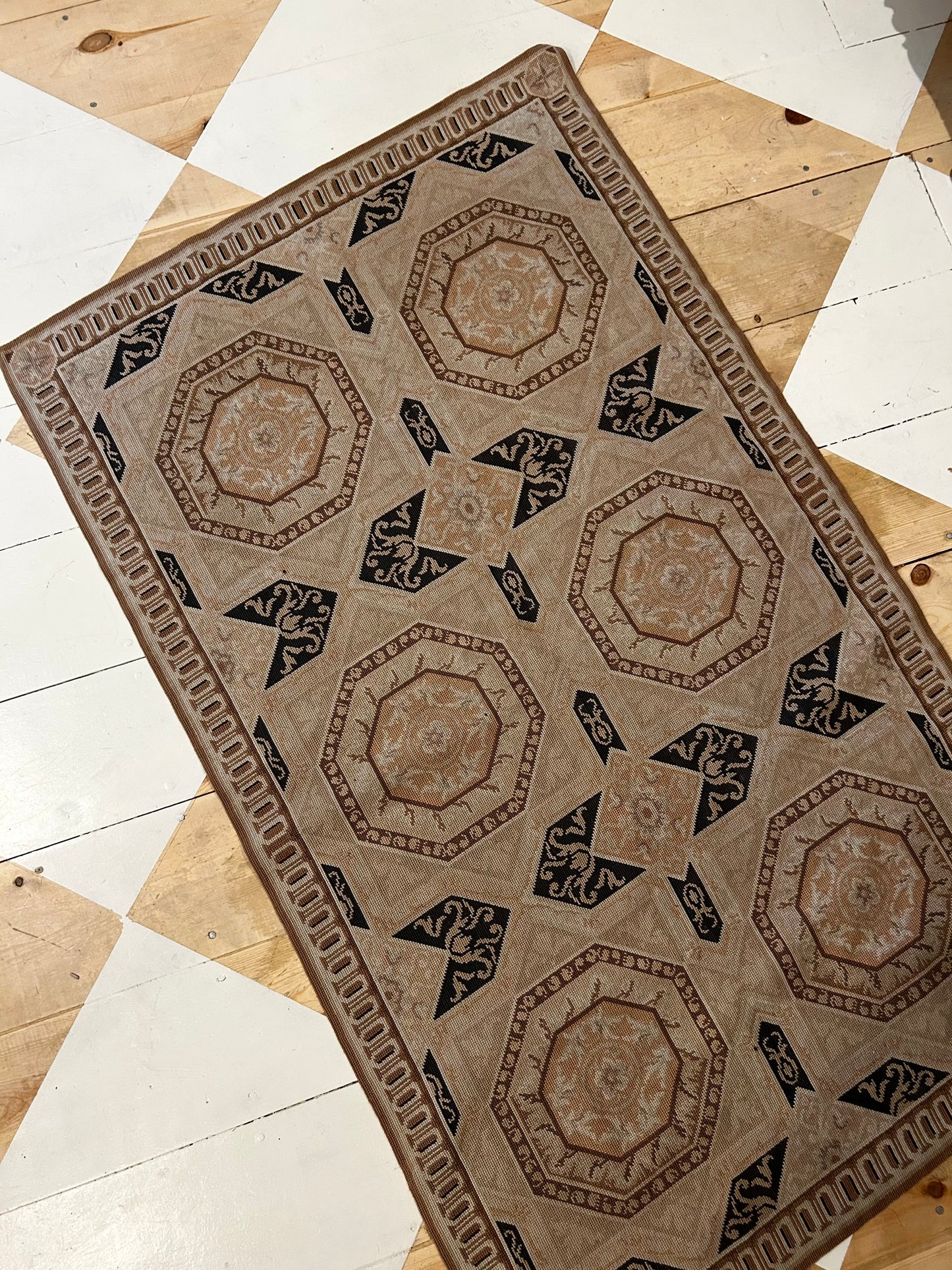 Vintage Hand Made French Wool Rug