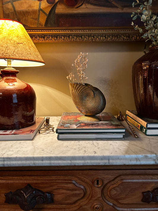 Vintage Solid Brass Shell Planter