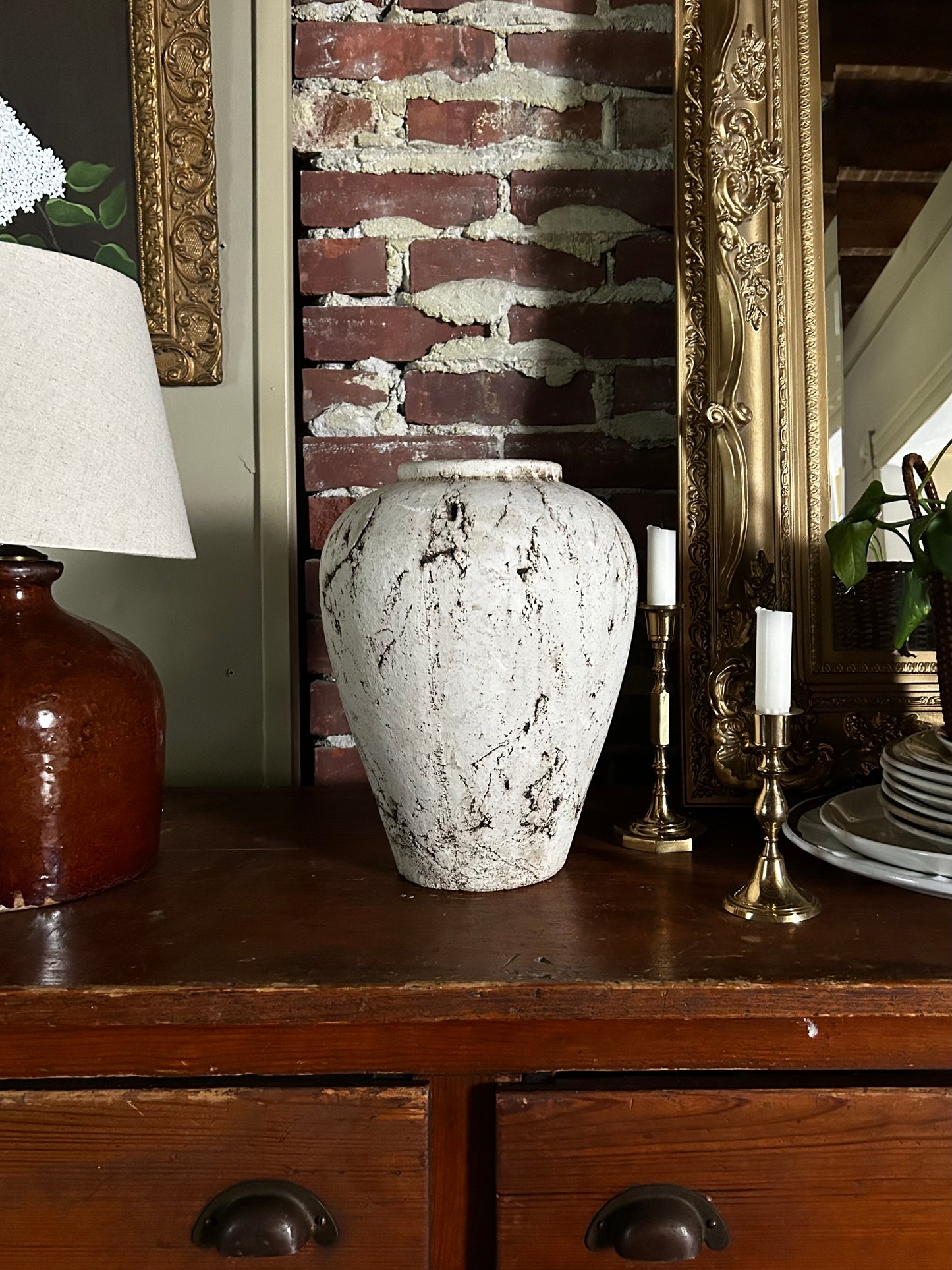 Vintage Stone Pottery Raku Vase