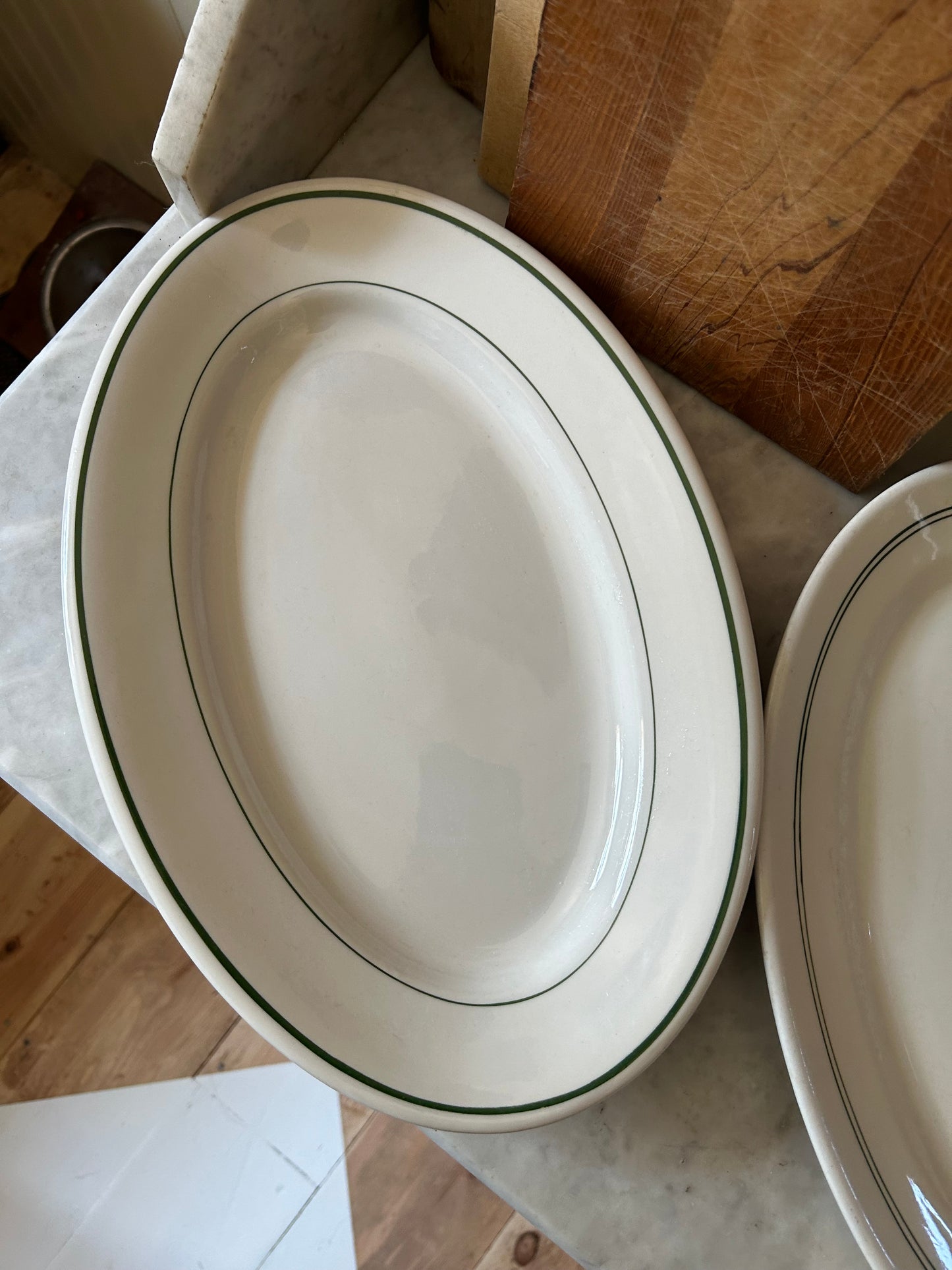 Vintage Green Striped Dishes