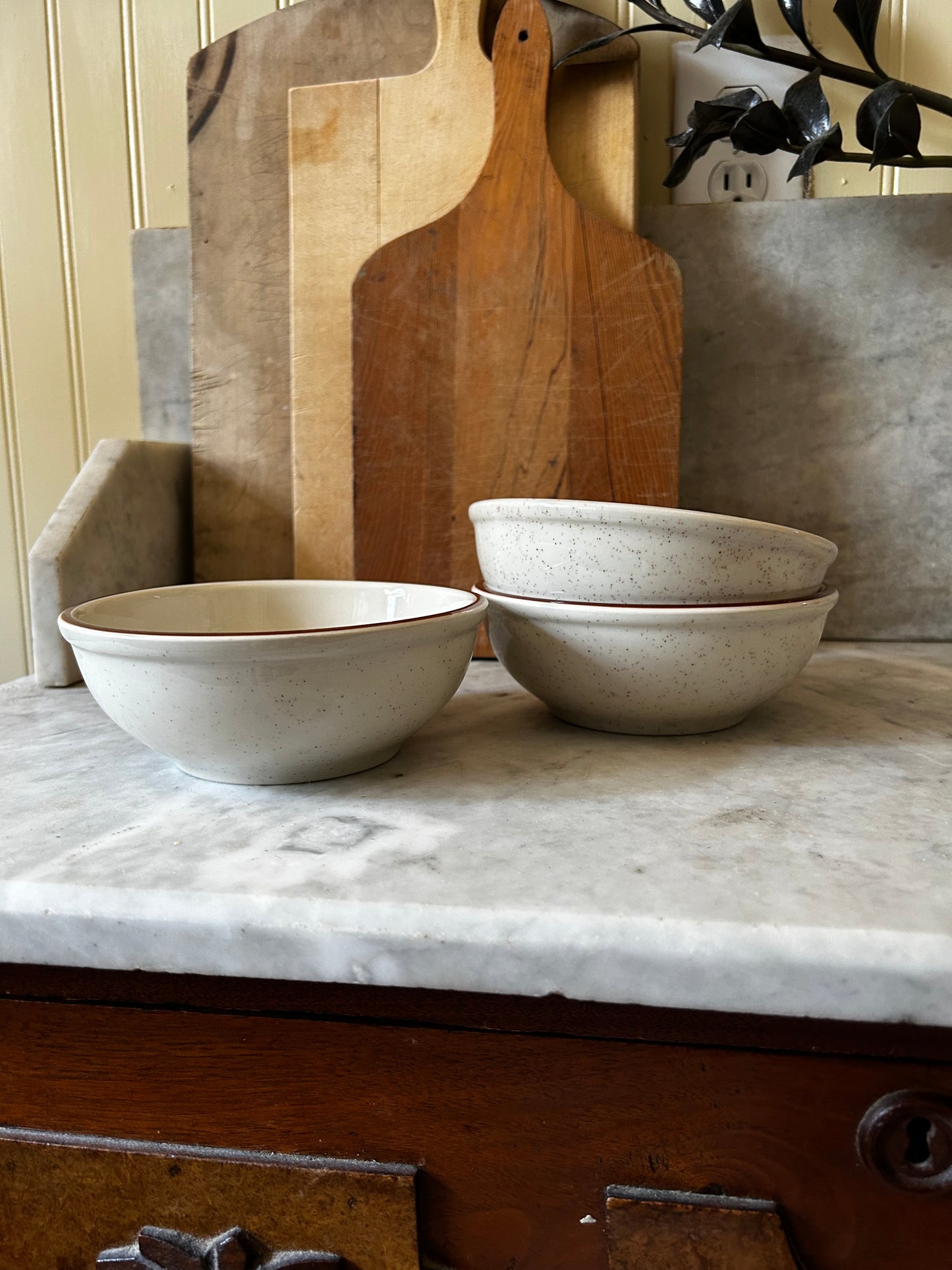 Vintage Speckled Pottery Bowls