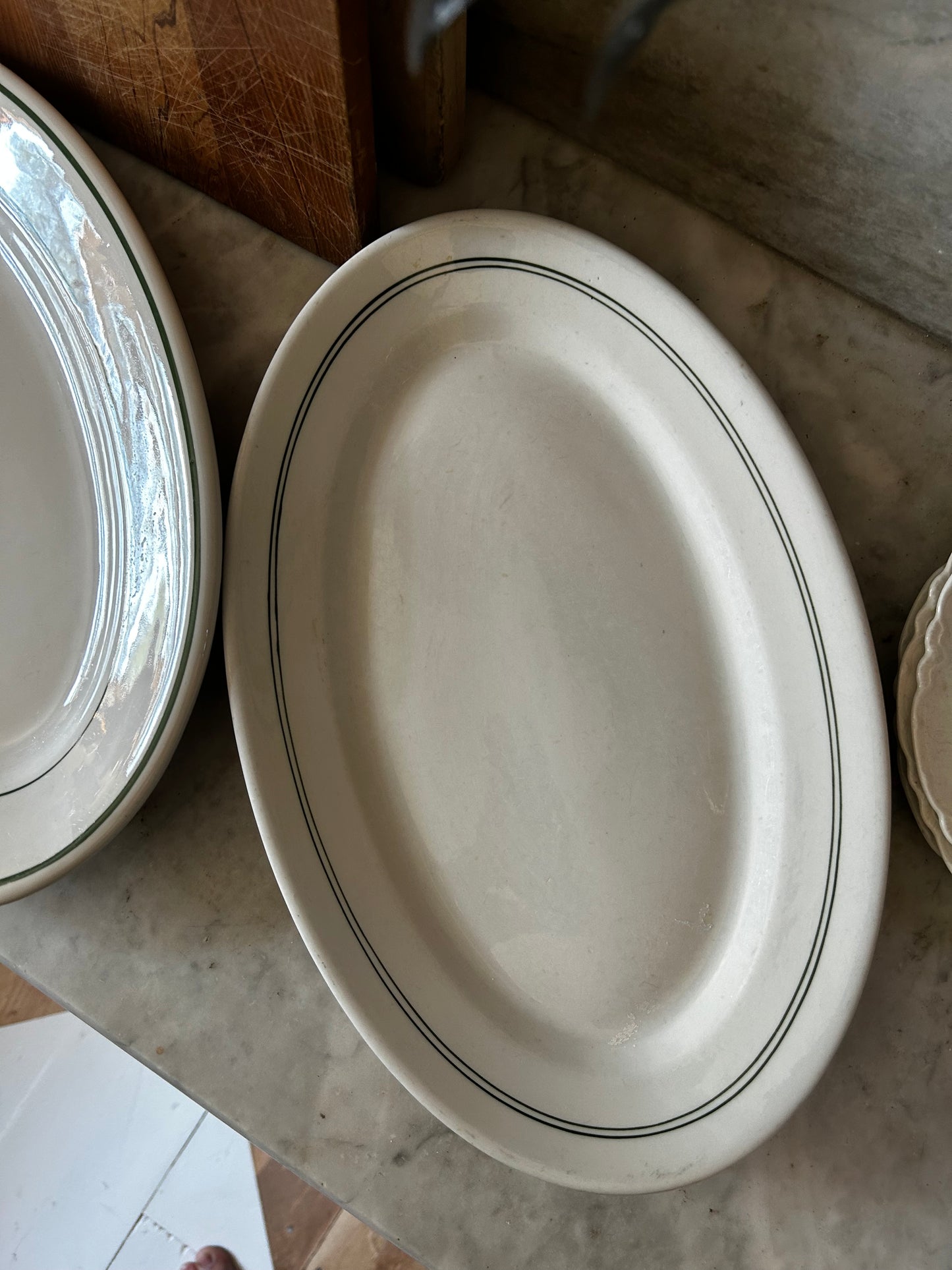 Vintage Green Striped Dishes