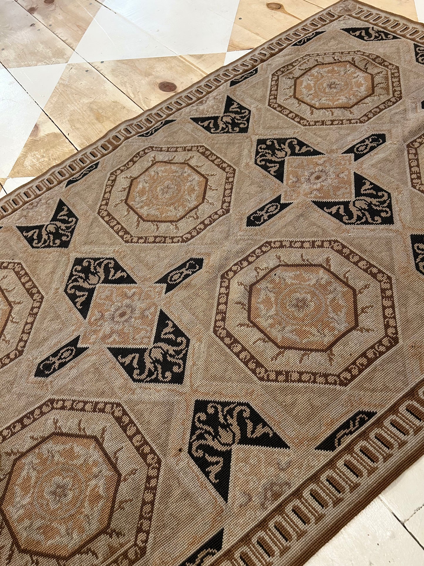 Vintage Hand Made French Wool Rug