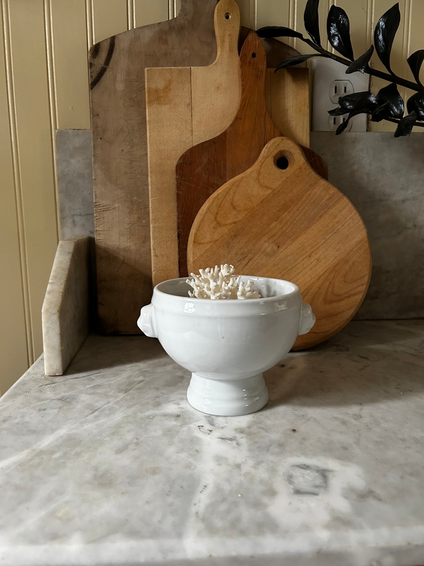 Vintage French White Lionhead Soup Bowl
