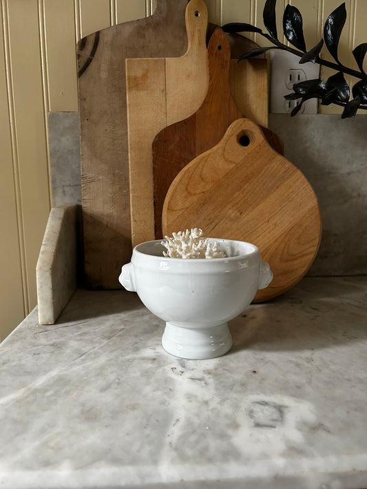Vintage French White Lionhead Soup Bowl