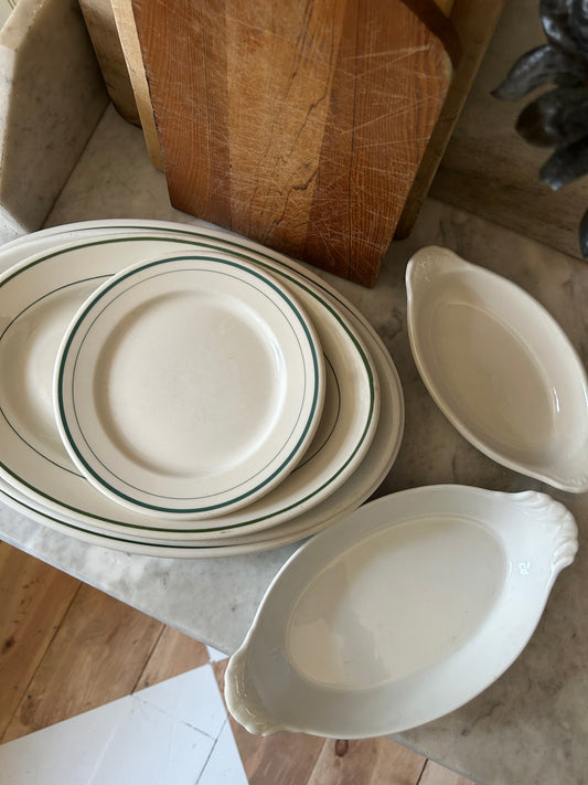 Vintage Green Striped Dishes