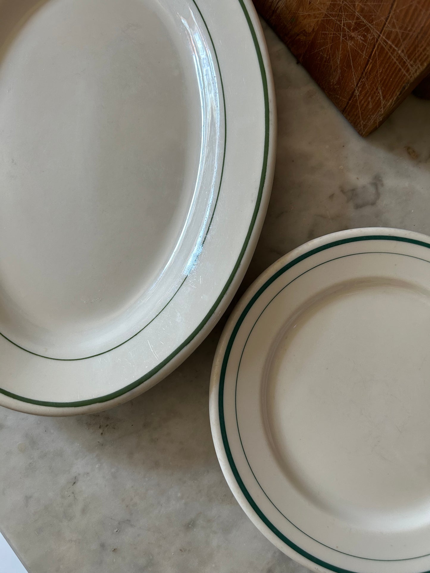 Vintage Green Striped Dishes