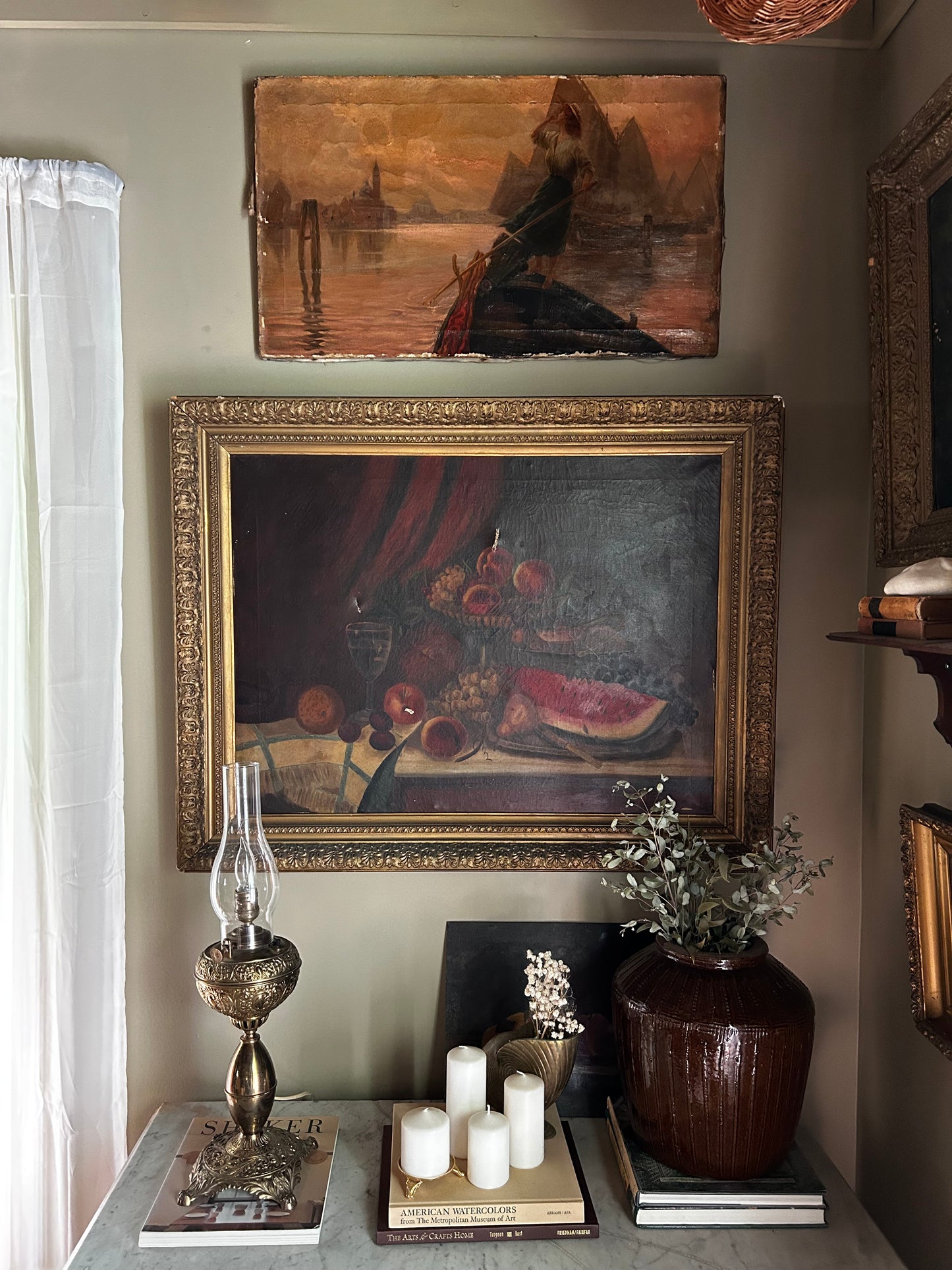 ‘Maritime Woman’ Antique Italian Oil Painting