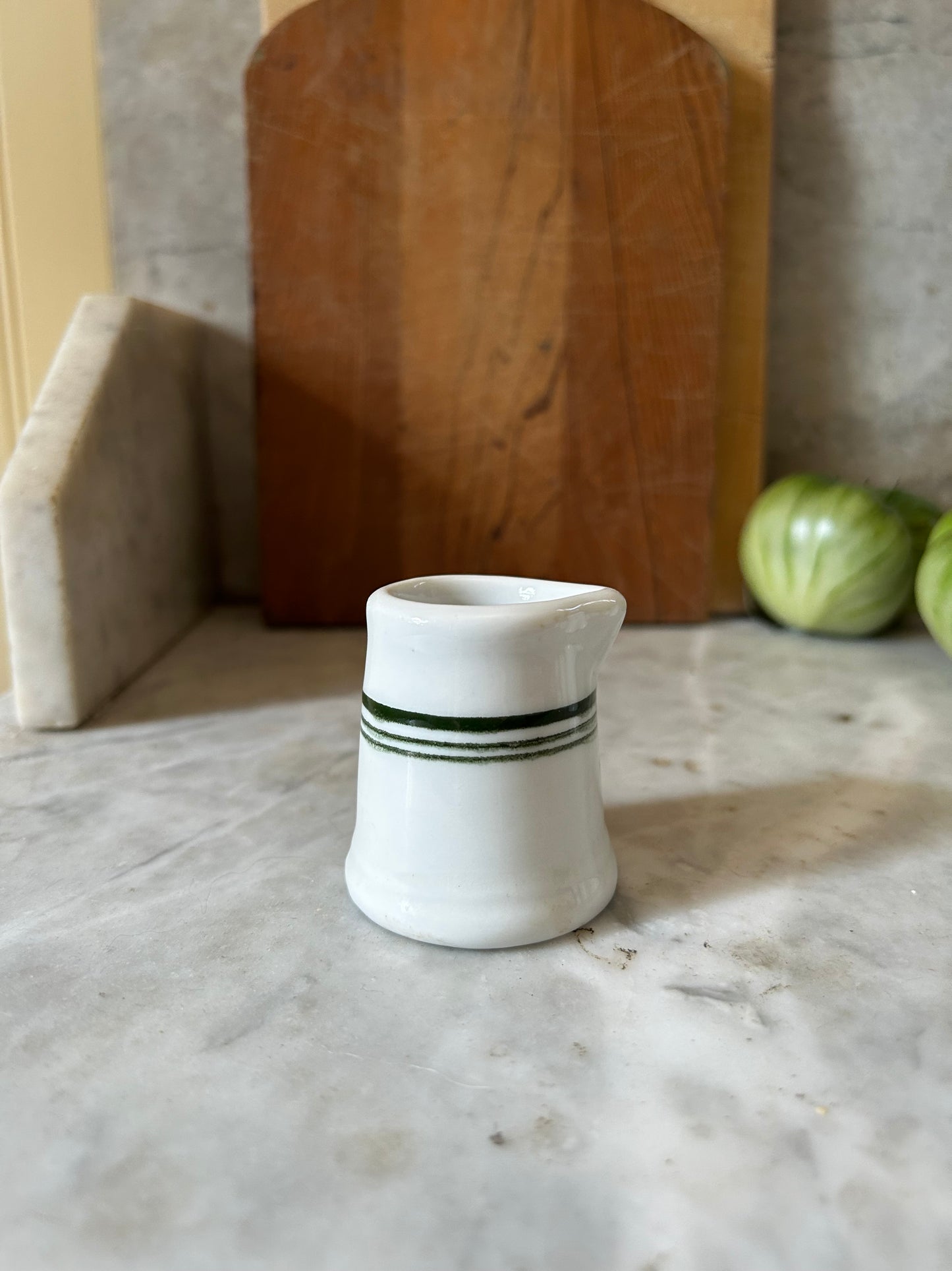 Vintage Green Striped Creamer Cups
