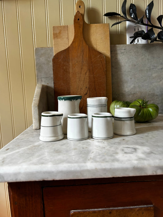 Vintage Green Striped Creamer Cups