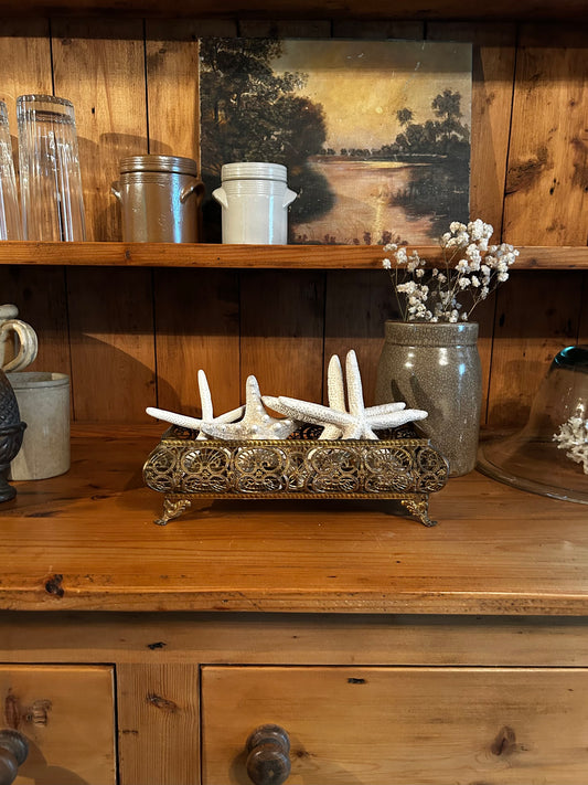 Vintage Brass Footed Tray
