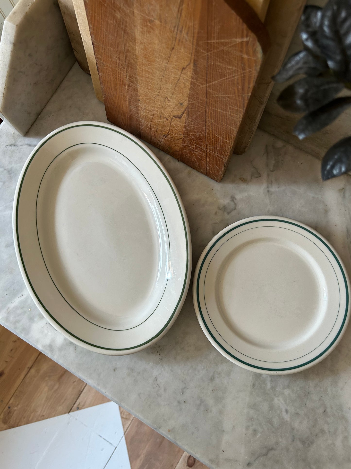 Vintage Green Striped Dishes