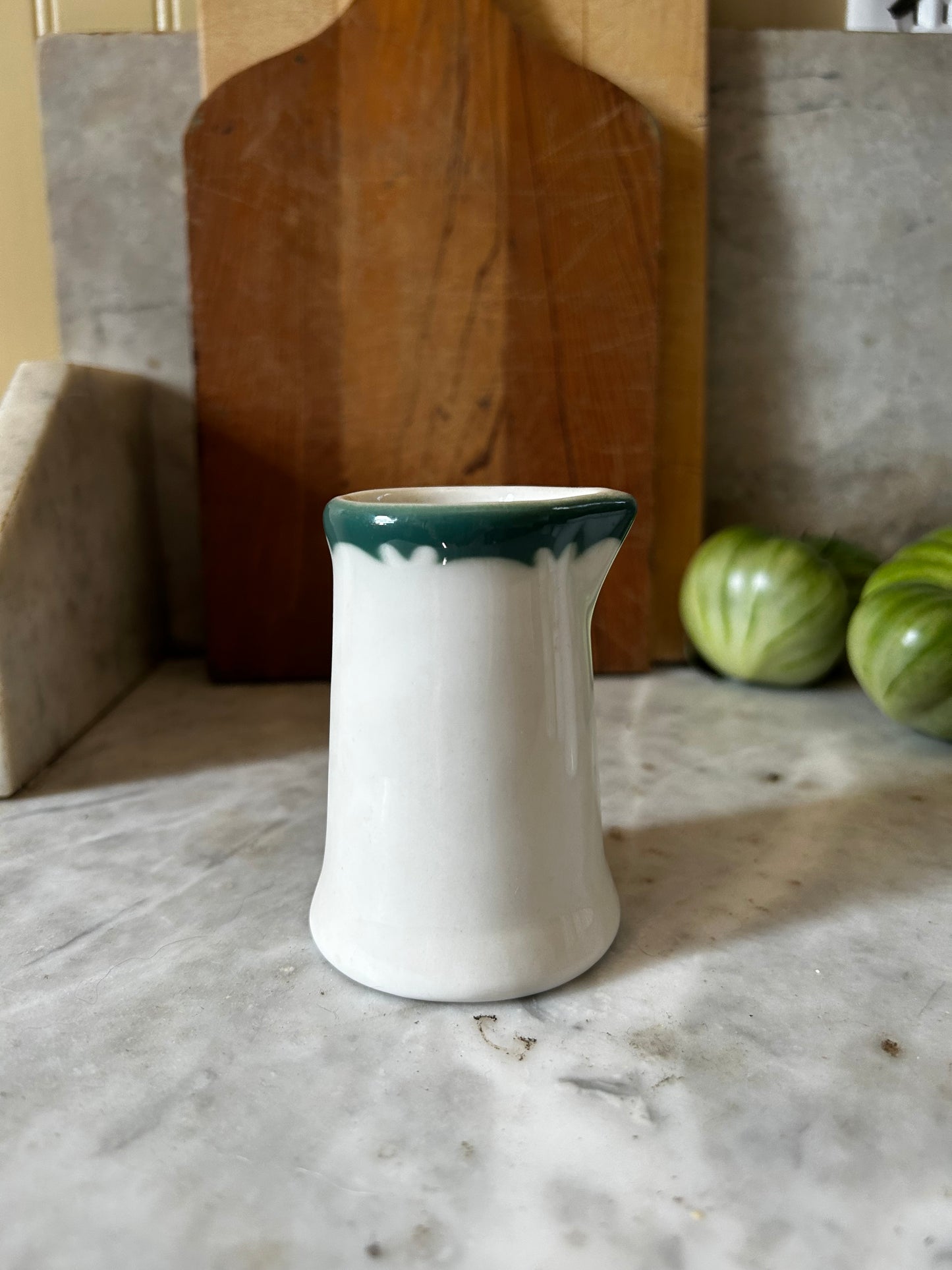 Vintage Green Striped Creamer Cups