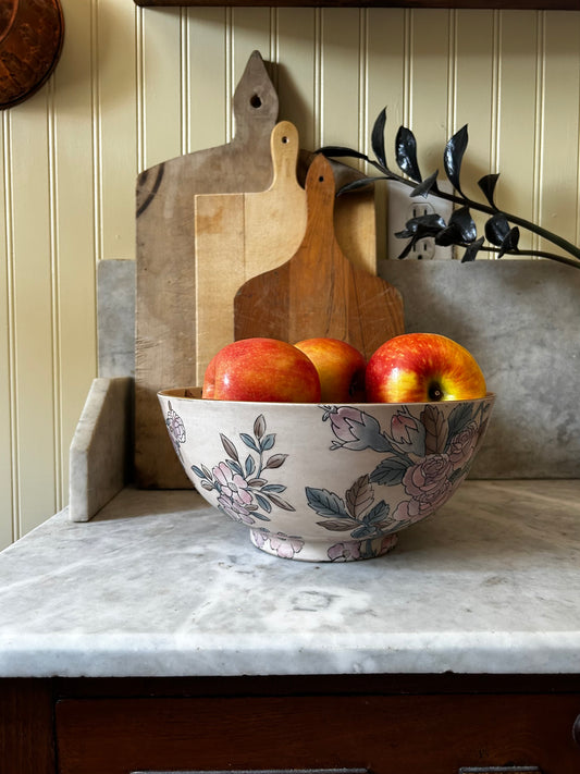 Vintage Pale Pink Oriental Floral Bowl