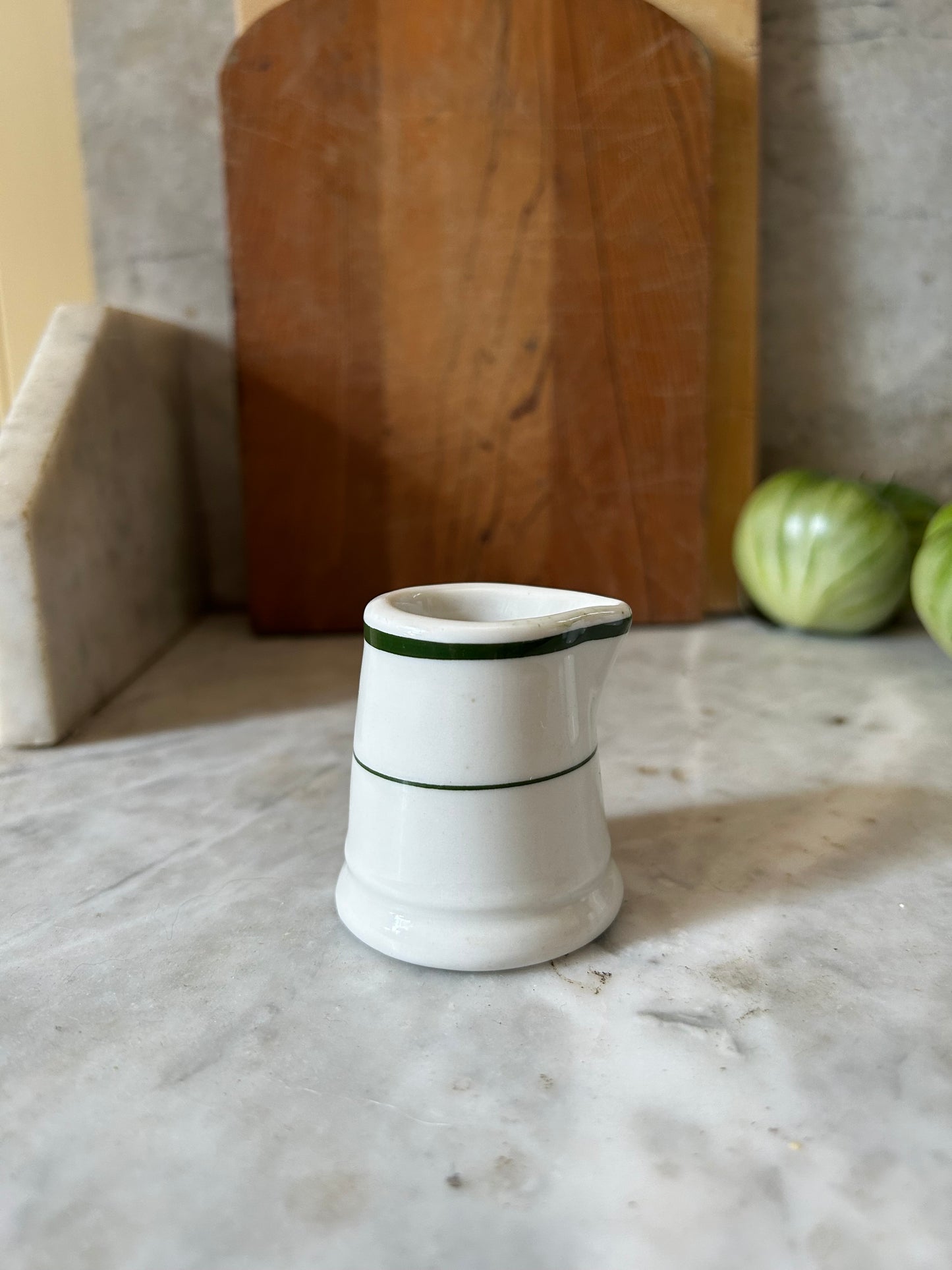 Vintage Green Striped Creamer Cups