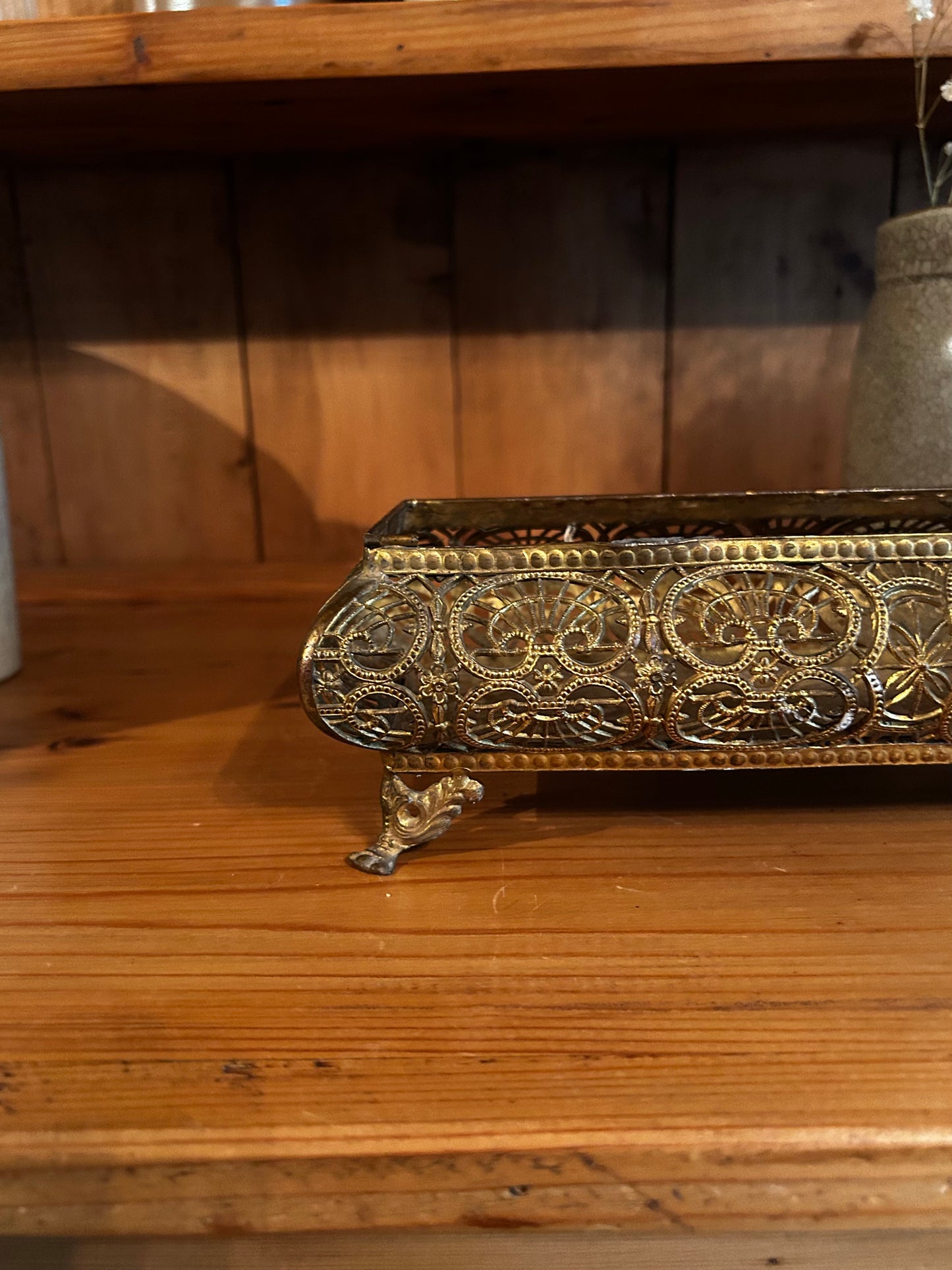 Vintage Brass Footed Tray