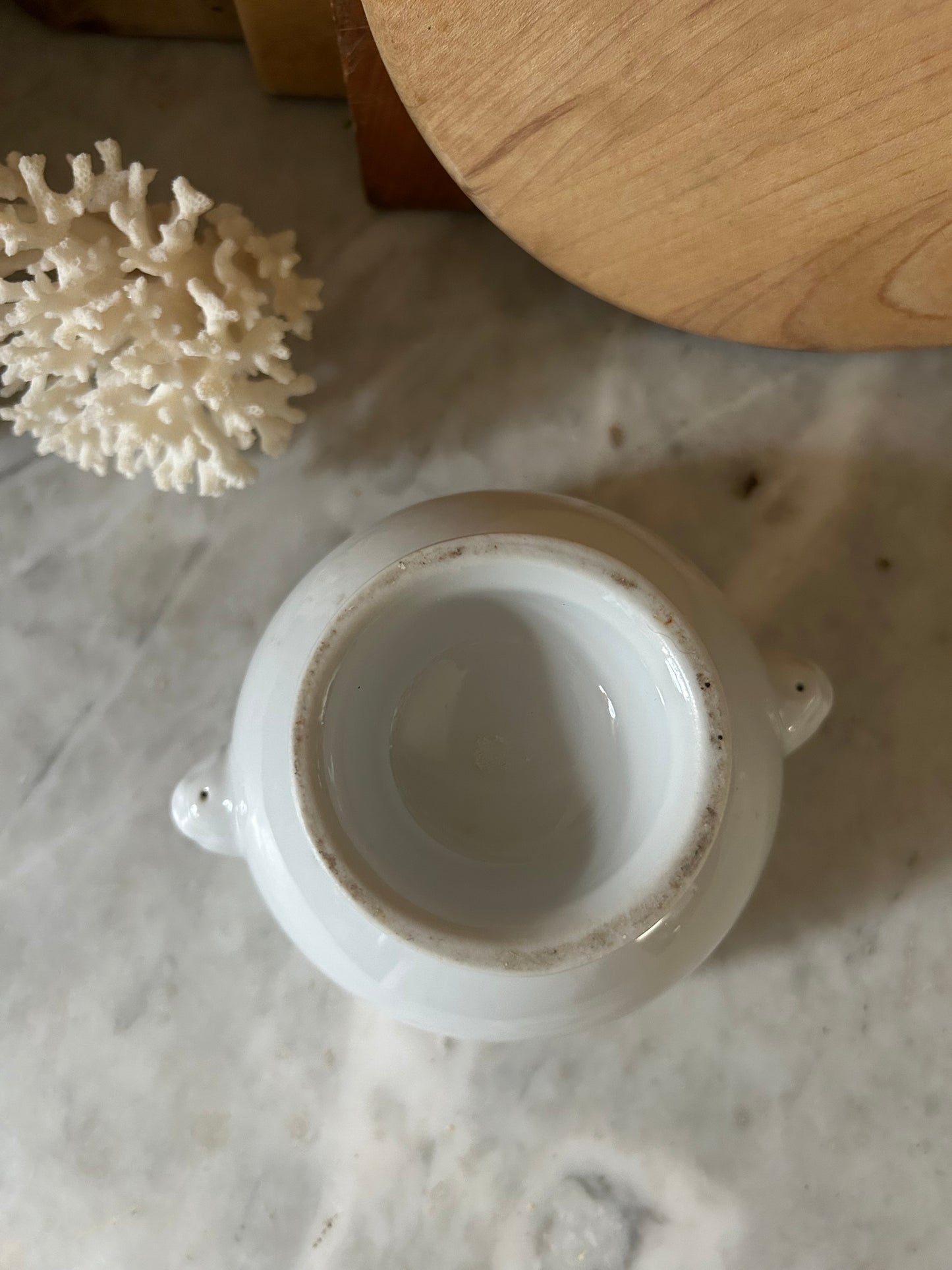 Vintage French White Lionhead Soup Bowl