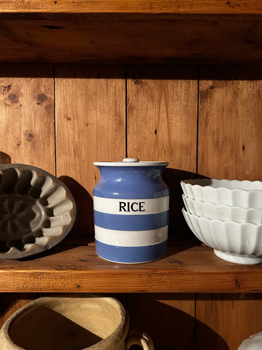 Vintage English Cornishware Rice Canister