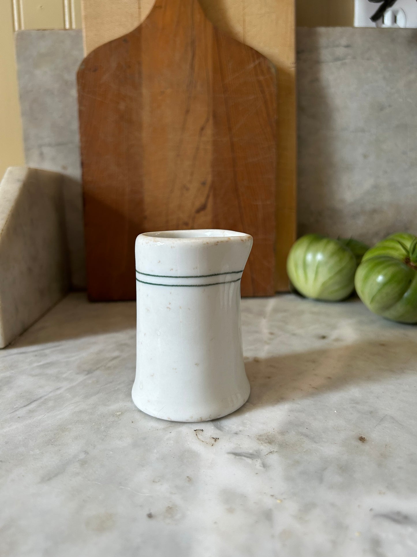Vintage Green Striped Creamer Cups