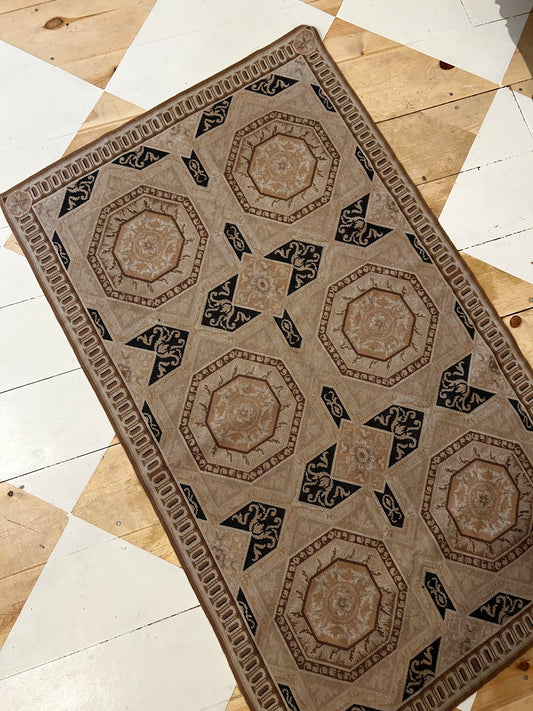 Vintage Hand Made French Wool Rug